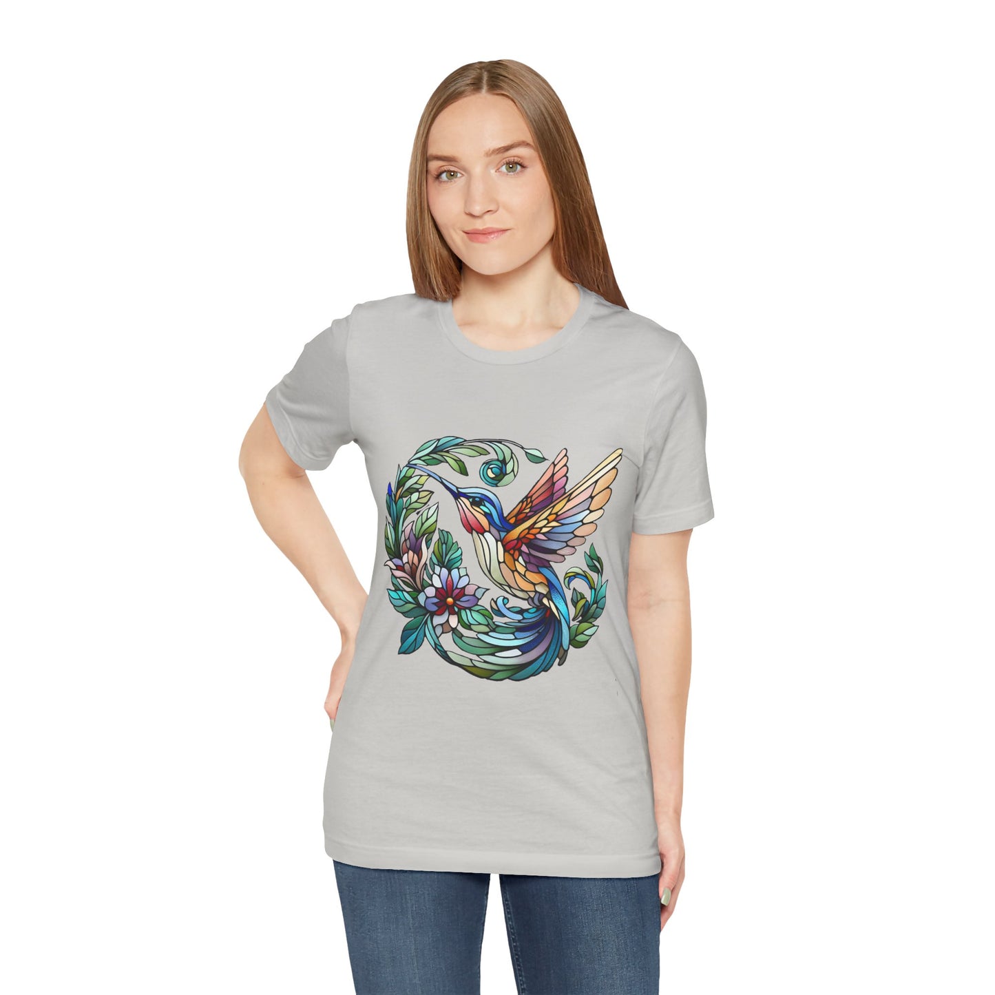 Stained Glass Hummingbird Tee – Vibrant Nature Shirt - WhimSpin - https://whimspin.com