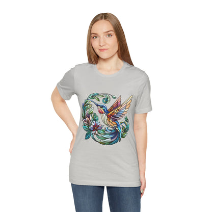 Stained Glass Hummingbird Tee – Vibrant Nature Shirt - WhimSpin - https://whimspin.com