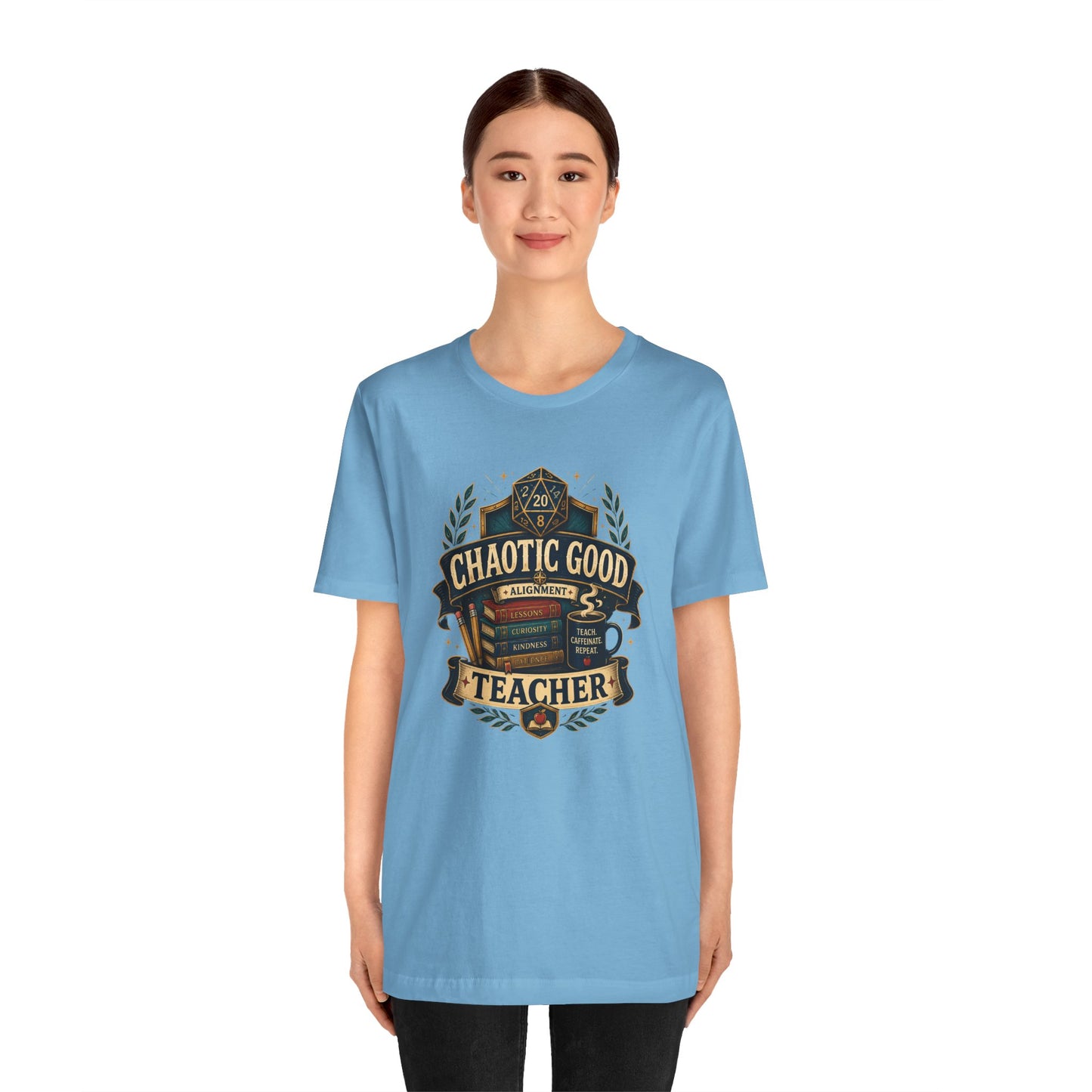 Chaotic Good Teacher T-Shirt – RPG Teacher Graphic Tee