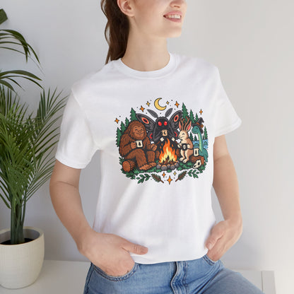 Cryptid Campfire T-Shirt – Bigfoot, Mothman & Nessie Tee