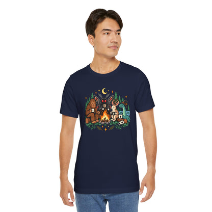 Cryptid Campfire T-Shirt – Bigfoot, Mothman & Nessie Tee