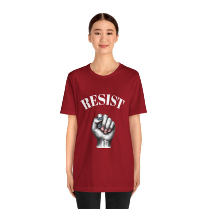 Resist Feminist Power Fist Tee – USA Flag Nails Protest Shirt