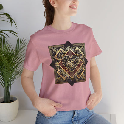 Art Deco Heart T-Shirt – Romantic Valentine's Day Graphic Tee
