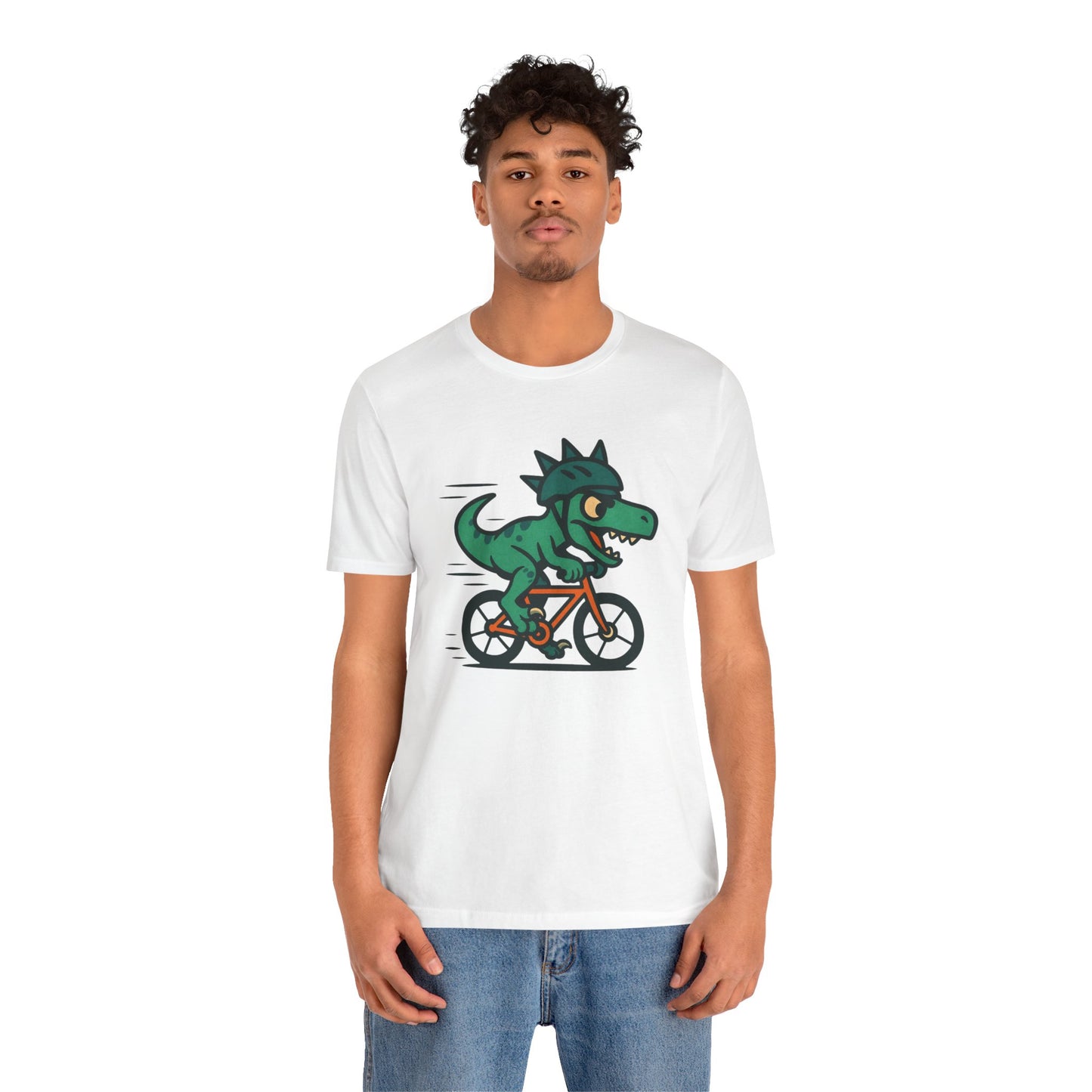 Velociraptor on a Bike T-Shirt – Funny Dino Velo Tee