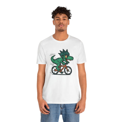 Velociraptor on a Bike T-Shirt – Funny Dino Velo Tee