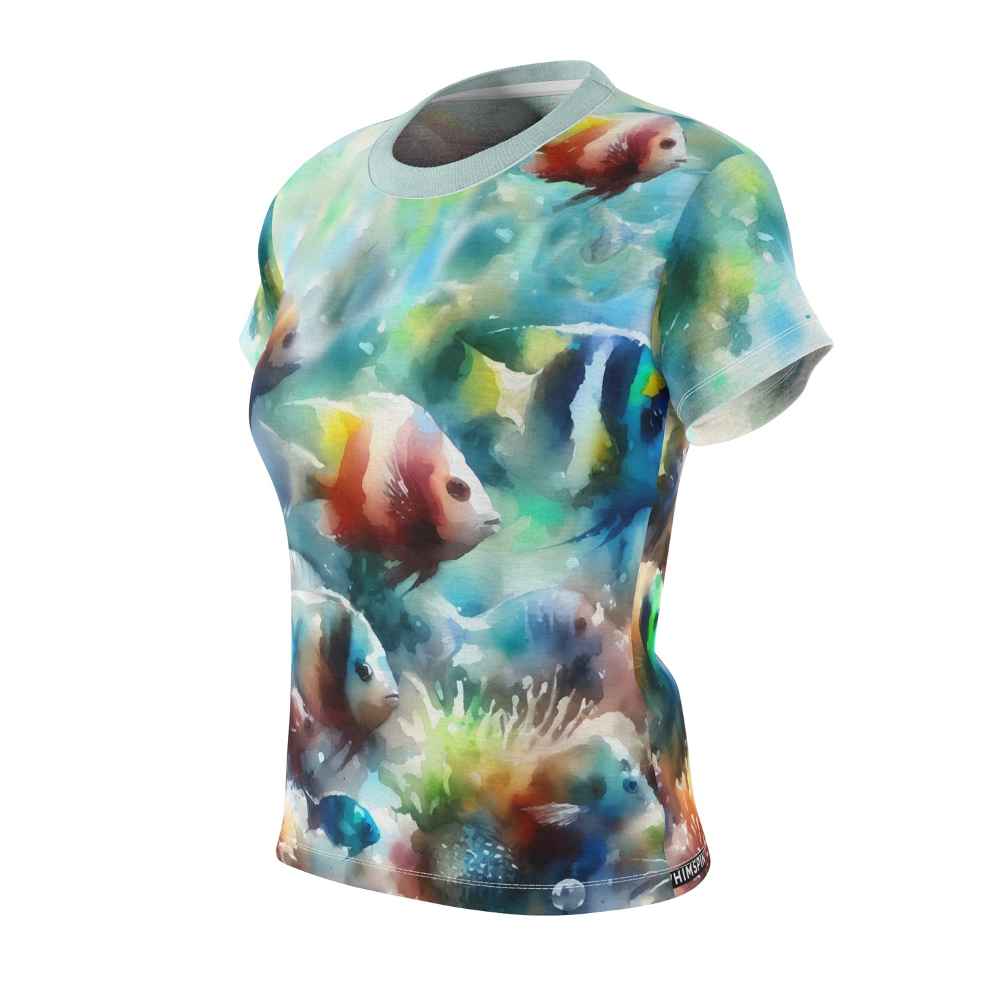 Tropical Fish All-Over Print Tee – Watercolor Marine Life Graphic Shirt