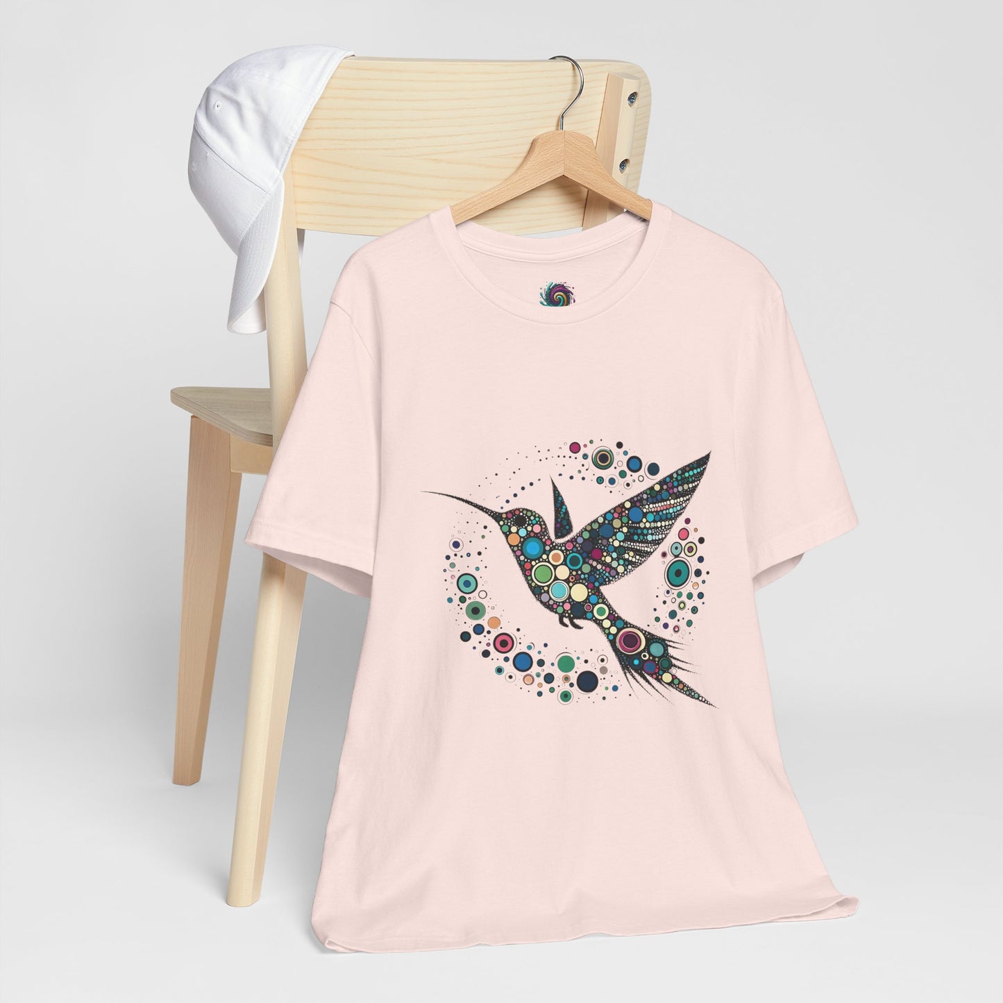 Hummingbird Dot Art T-Shirt – Colorful Nature-Inspired Graphic Tee