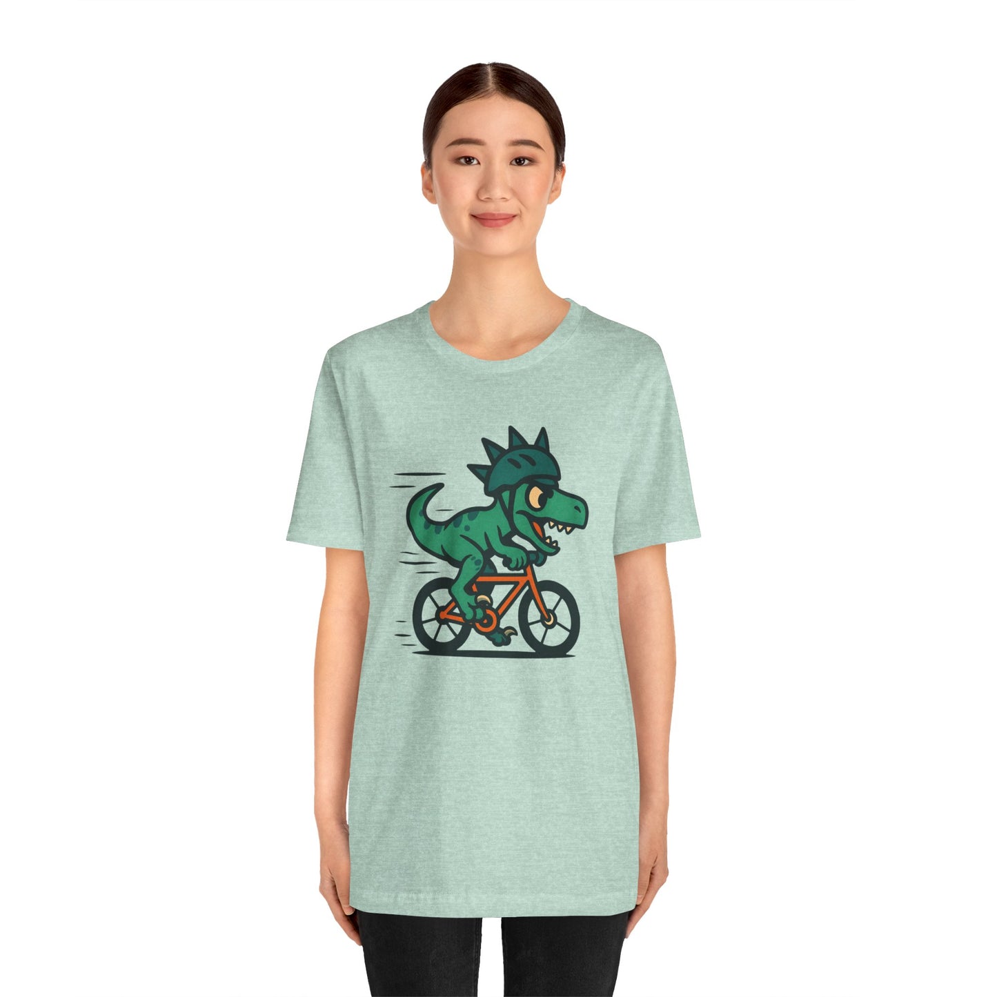 Velociraptor on a Bike T-Shirt – Funny Dino Velo Tee