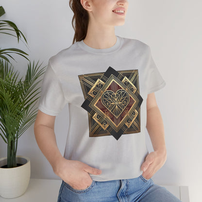 Art Deco Heart T-Shirt – Romantic Valentine's Day Graphic Tee