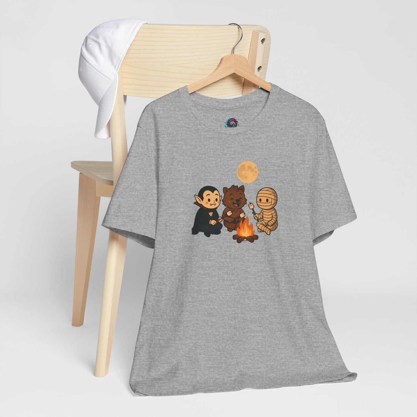Halloween Monsters Campfire T-Shirt – Cute Monster Shirt with Roasting Marshmallows