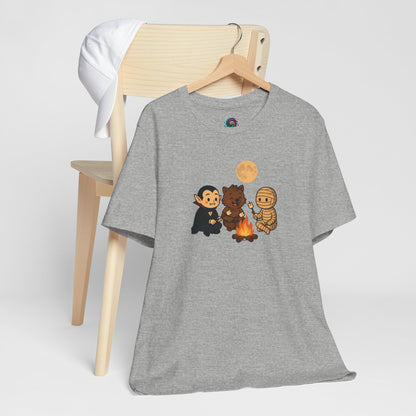 Halloween Monsters Campfire T-Shirt – Cute Monster Shirt with Roasting Marshmallows