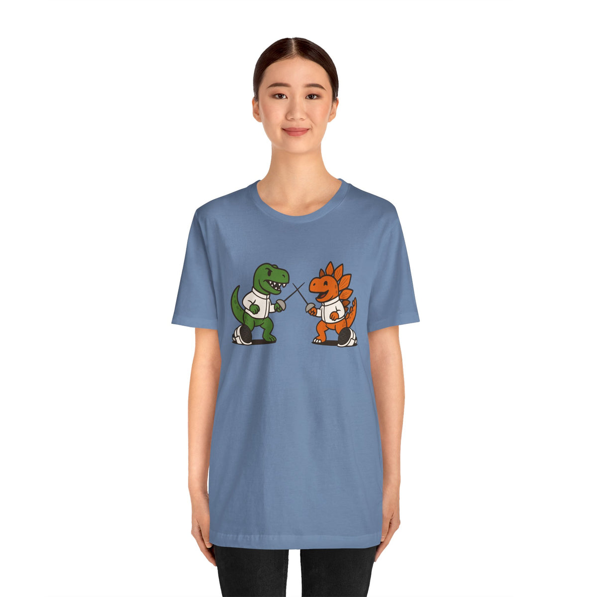 Dinosaur Fencing T-Shirt – T-Rex vs Stegosaurus Tee