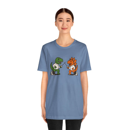 Dinosaur Fencing T-Shirt – T-Rex vs Stegosaurus Tee
