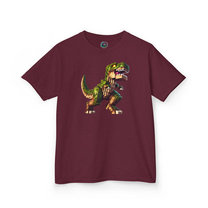 Pixel Dinosaur Kids T-Shirt – Retro Pixel T-Rex Gamer Tee
