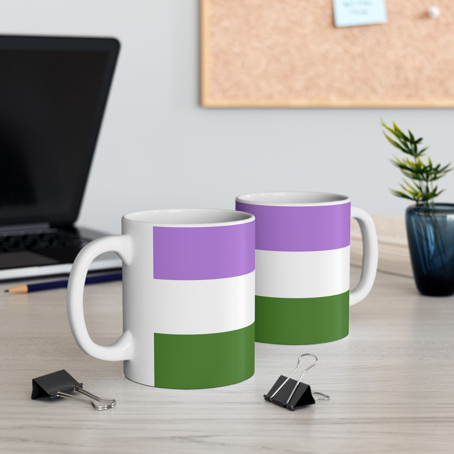 Genderqueer Pride Flag Cup – Lavender, White & Green LGBTQ+ Ceramic Mug