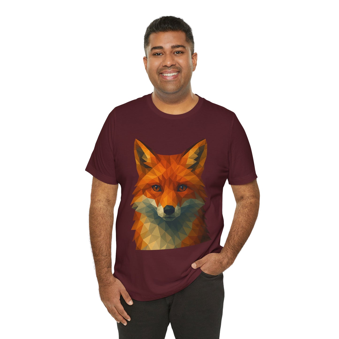 Geometric Fox T-Shirt – Polygon Animal Tee with Nature Vibes - WhimSpin - https://whimspin.com