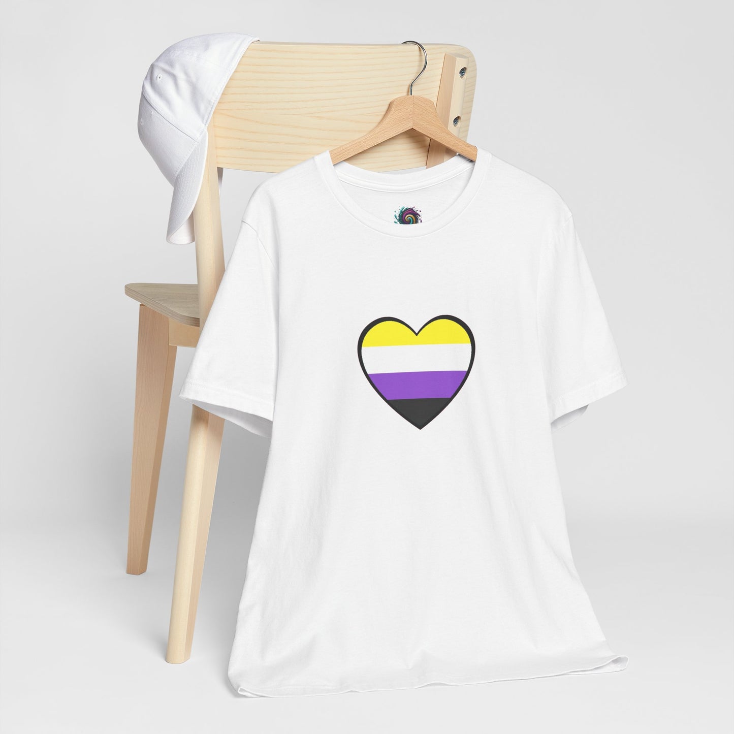 Nonbinary Pride Flag Heart T-Shirt – Unisex LGBTQ+ Graphic Tee