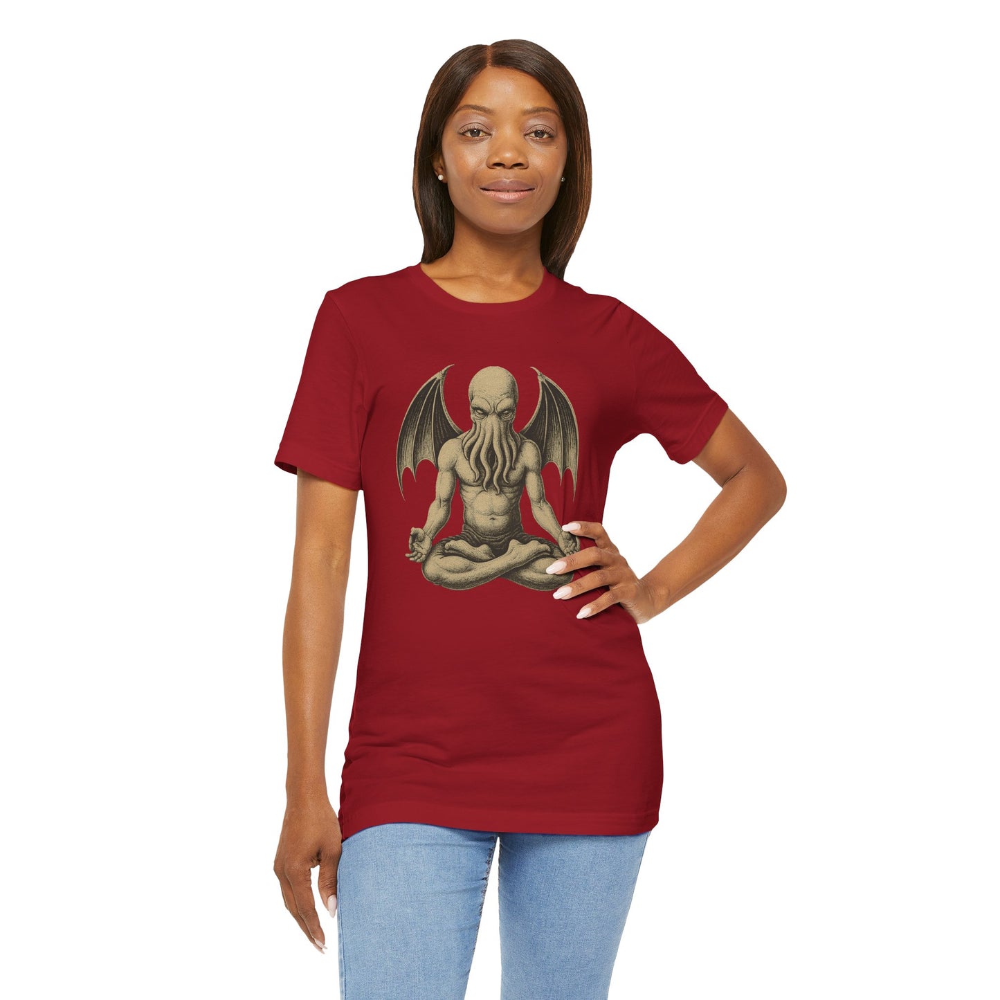 Meditating Cthulhu Shirt – Unisex Mythos Tee for Sci-Fi & Festival Fans