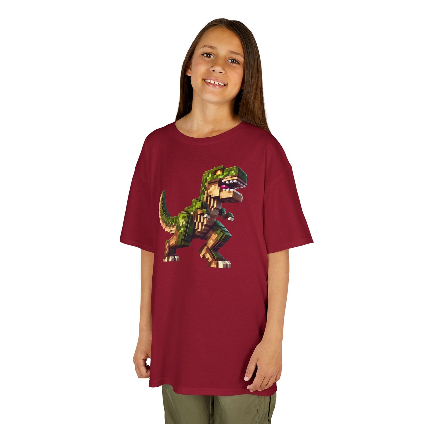 Pixel Dinosaur Kids T-Shirt – Retro Pixel T-Rex Gamer Tee