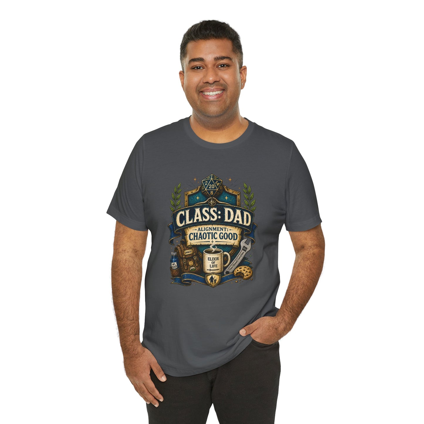 Chaotic Good Dad T-Shirt – RPG Gamer Dad Graphic Tee