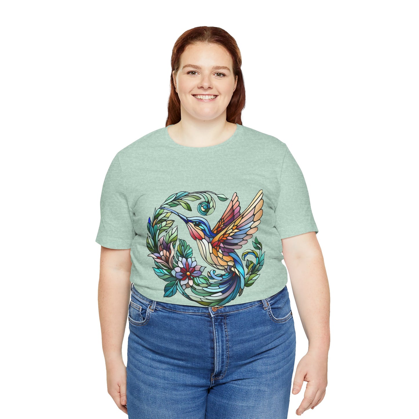 Stained Glass Hummingbird Tee – Vibrant Nature Shirt - WhimSpin - https://whimspin.com