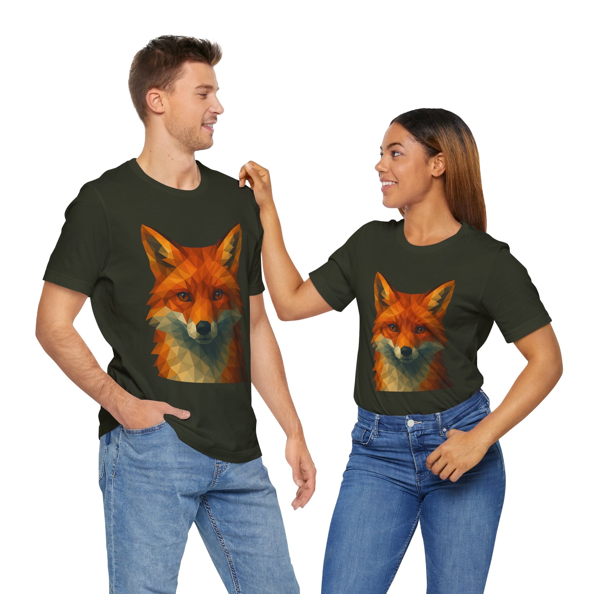 Geometric Fox T-Shirt – Polygon Animal Tee with Nature Vibes - WhimSpin - https://whimspin.com