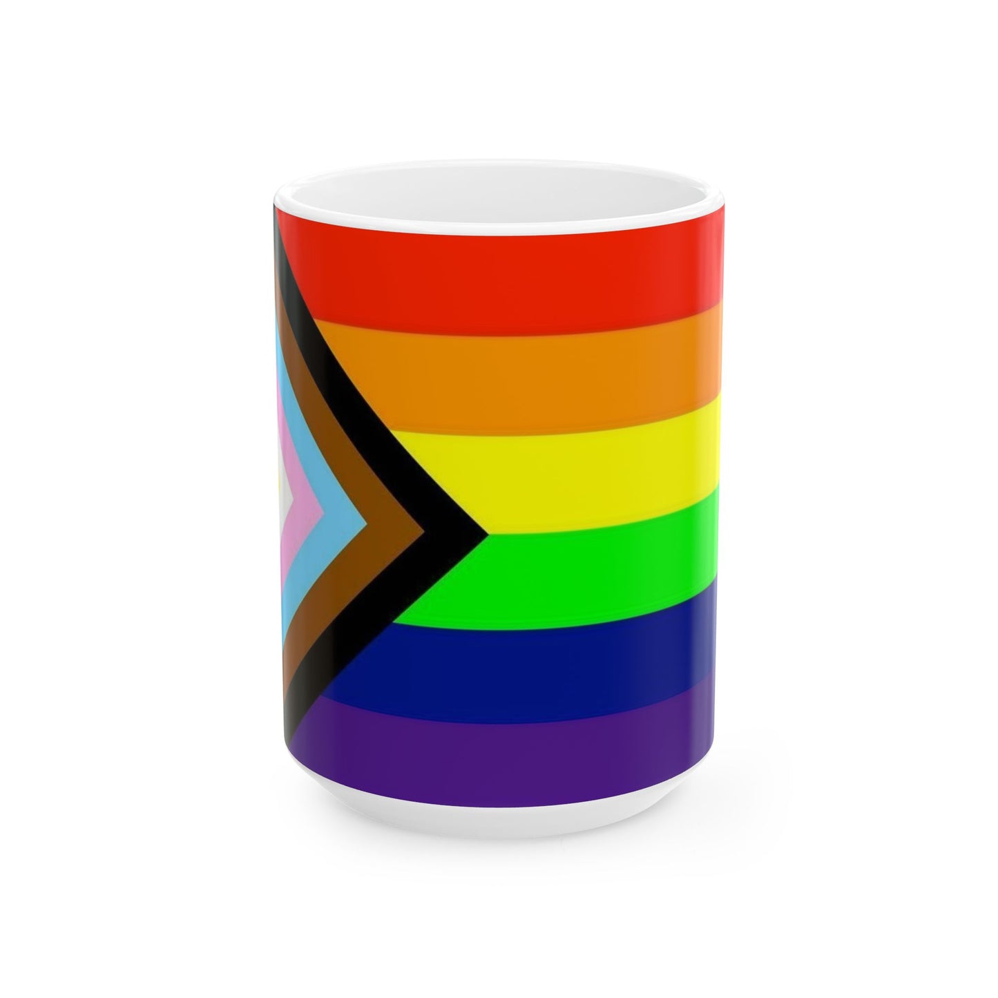 Progress Pride Flag Cup – LGBTQ+ Inclusive Rainbow Ceramic Mug