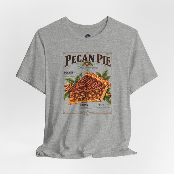 Heather gray T-shirt with vintage pecan pie anatomy graphic on the chest