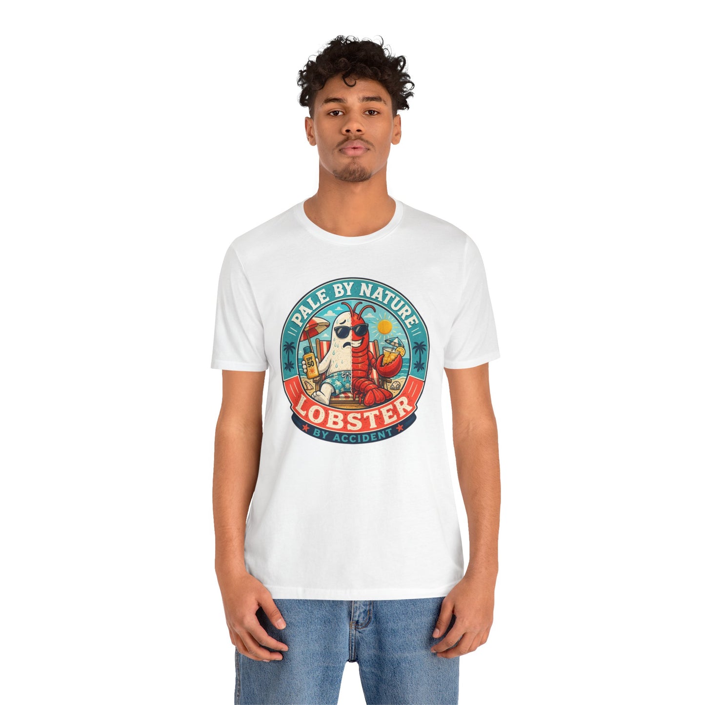 Pale by Nature Lobster by Accident T-Shirt – Funny Sunburn Summer Graphic Tee