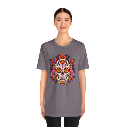 Floral Sugar Skull T-Shirt – Colorful Día de los Muertos Inspired Tee