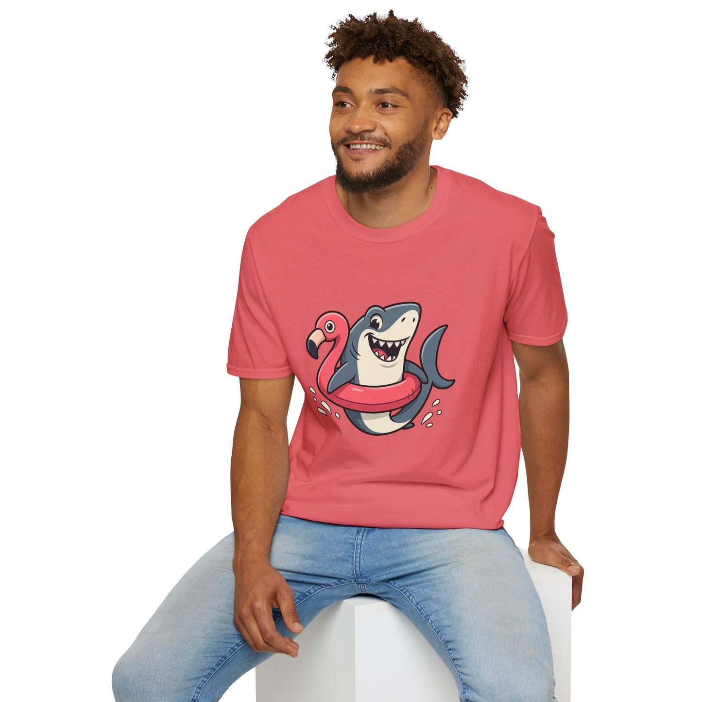 Shark & Flamingo Floatie T-Shirt – Funny Beach & Pool Day Tee