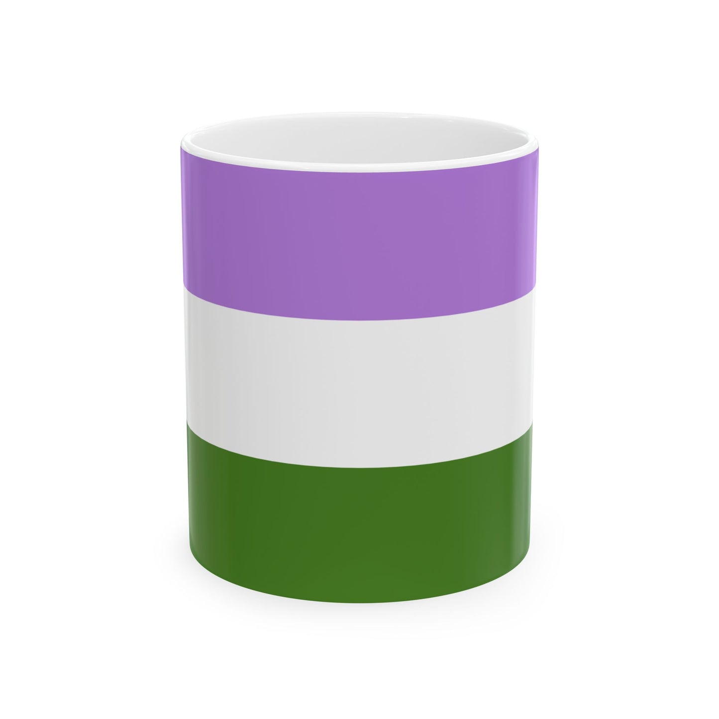 Genderqueer Pride Flag Cup – Lavender, White & Green LGBTQ+ Ceramic Mug