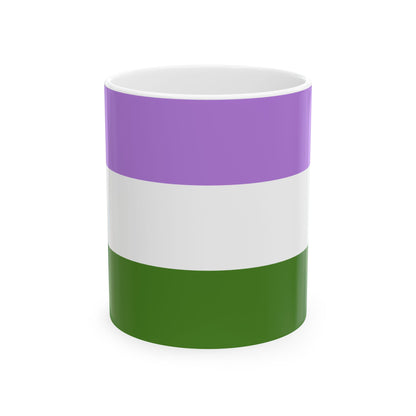 Genderqueer Pride Flag Cup – Lavender, White & Green LGBTQ+ Ceramic Mug