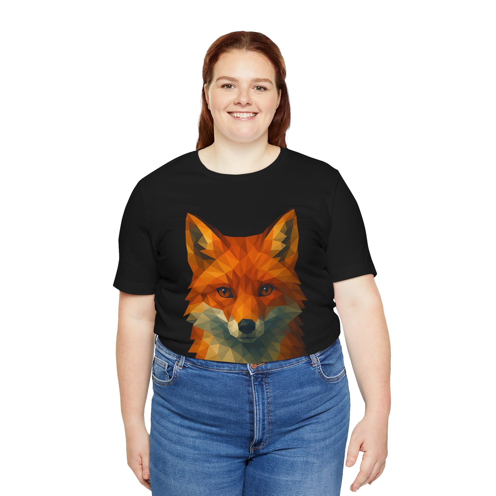 Geometric Fox T-Shirt – Polygon Animal Tee with Nature Vibes - WhimSpin - https://whimspin.com