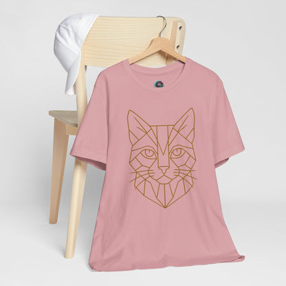 Geometric Cat T-Shirt – Minimalist Line Art Tee