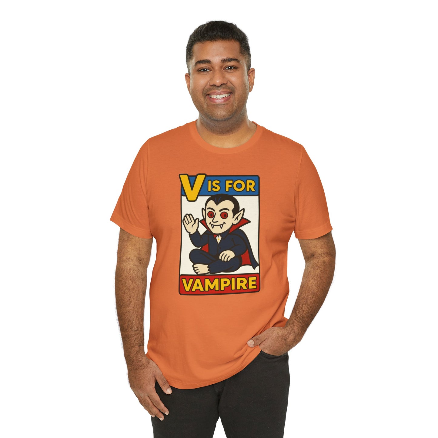 V is for Vampire T-Shirt – Funny Halloween Legend Alphabet Tee