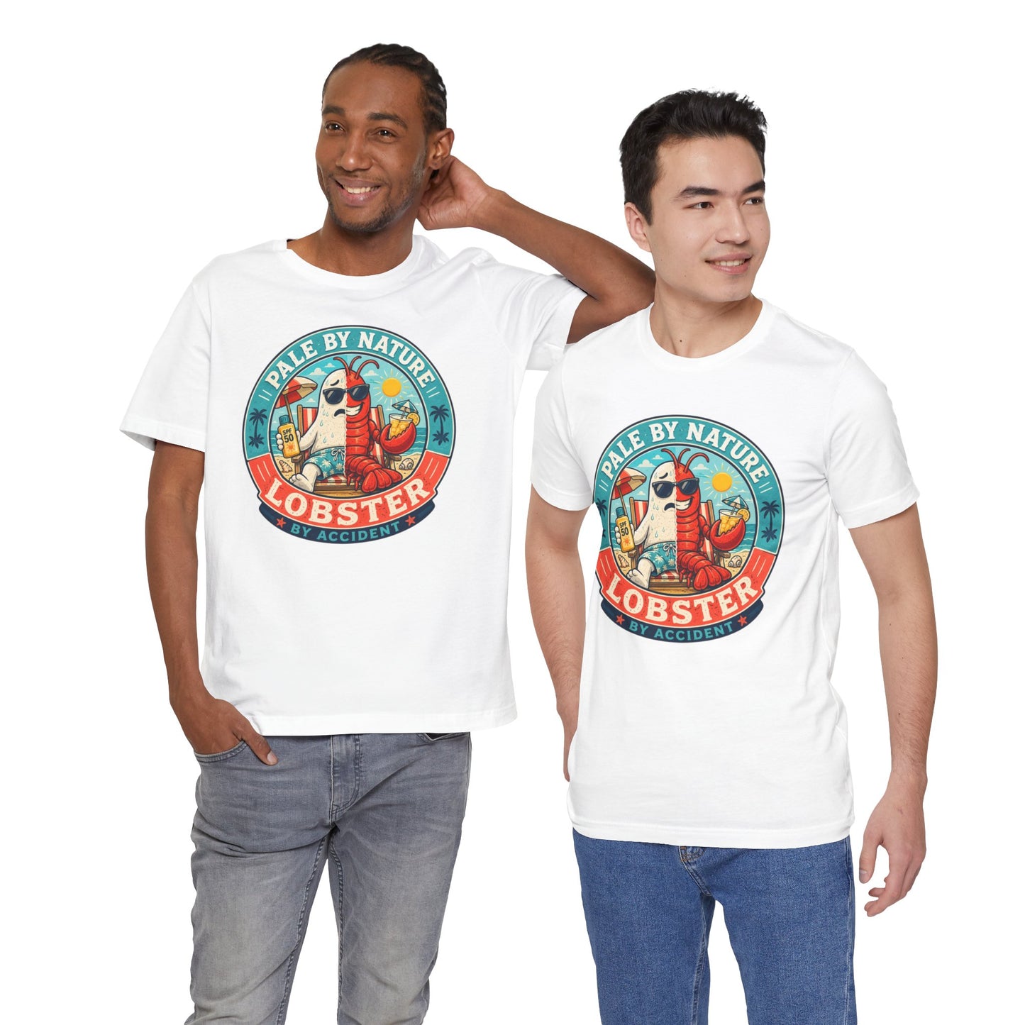Pale by Nature Lobster by Accident T-Shirt – Funny Sunburn Summer Graphic Tee