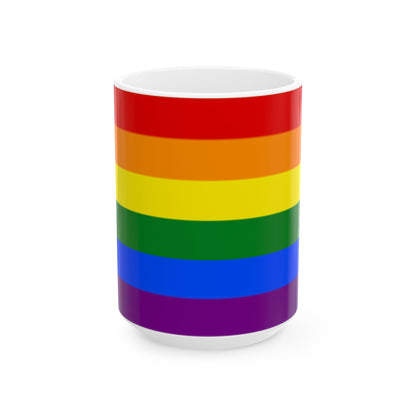 Classic Rainbow Pride Flag Cup – LGBTQ+ Ceramic Mug