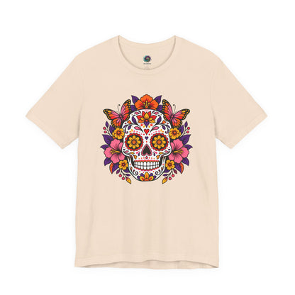 Floral Sugar Skull T-Shirt – Colorful Día de los Muertos Inspired Tee