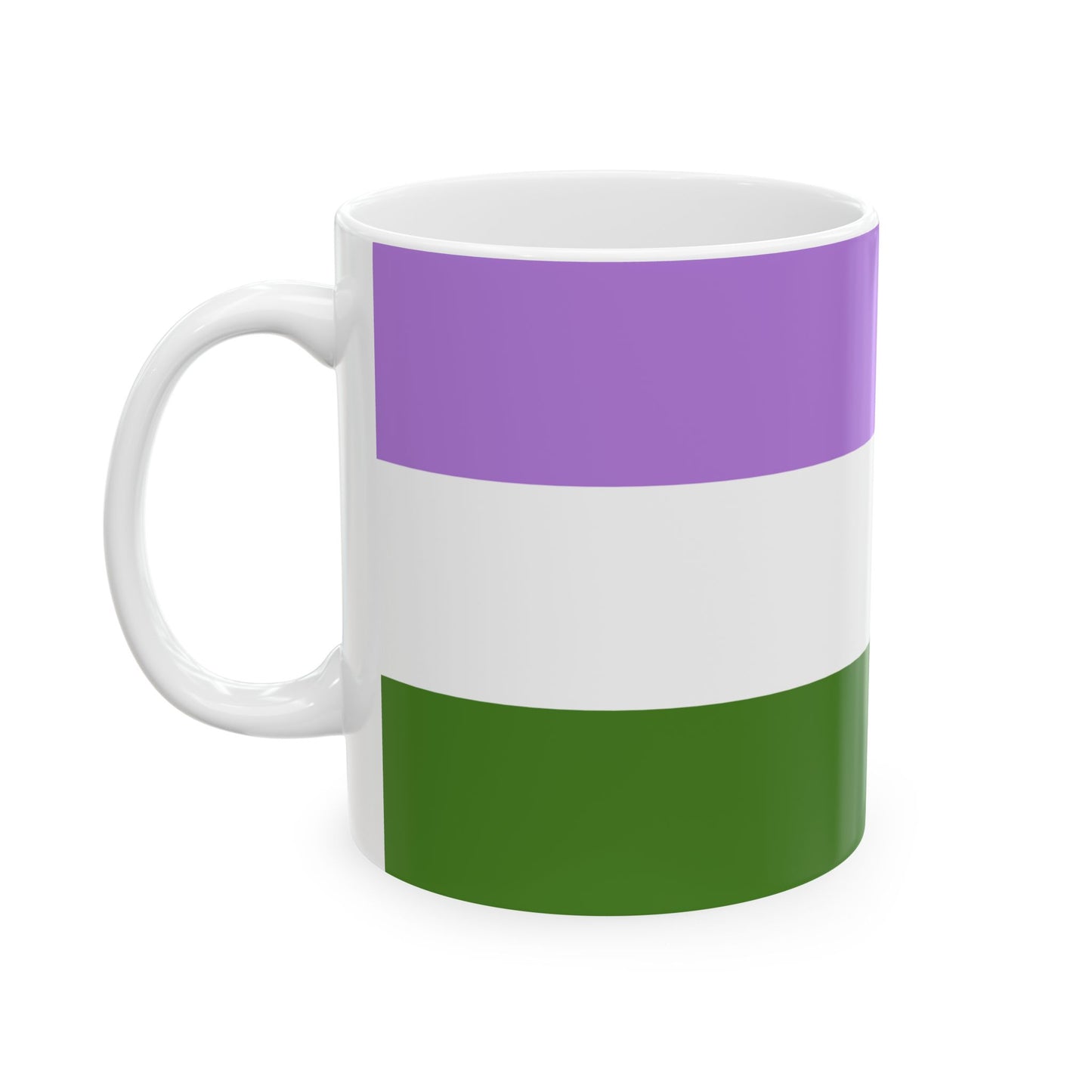 Genderqueer Pride Flag Cup – Lavender, White & Green LGBTQ+ Ceramic Mug