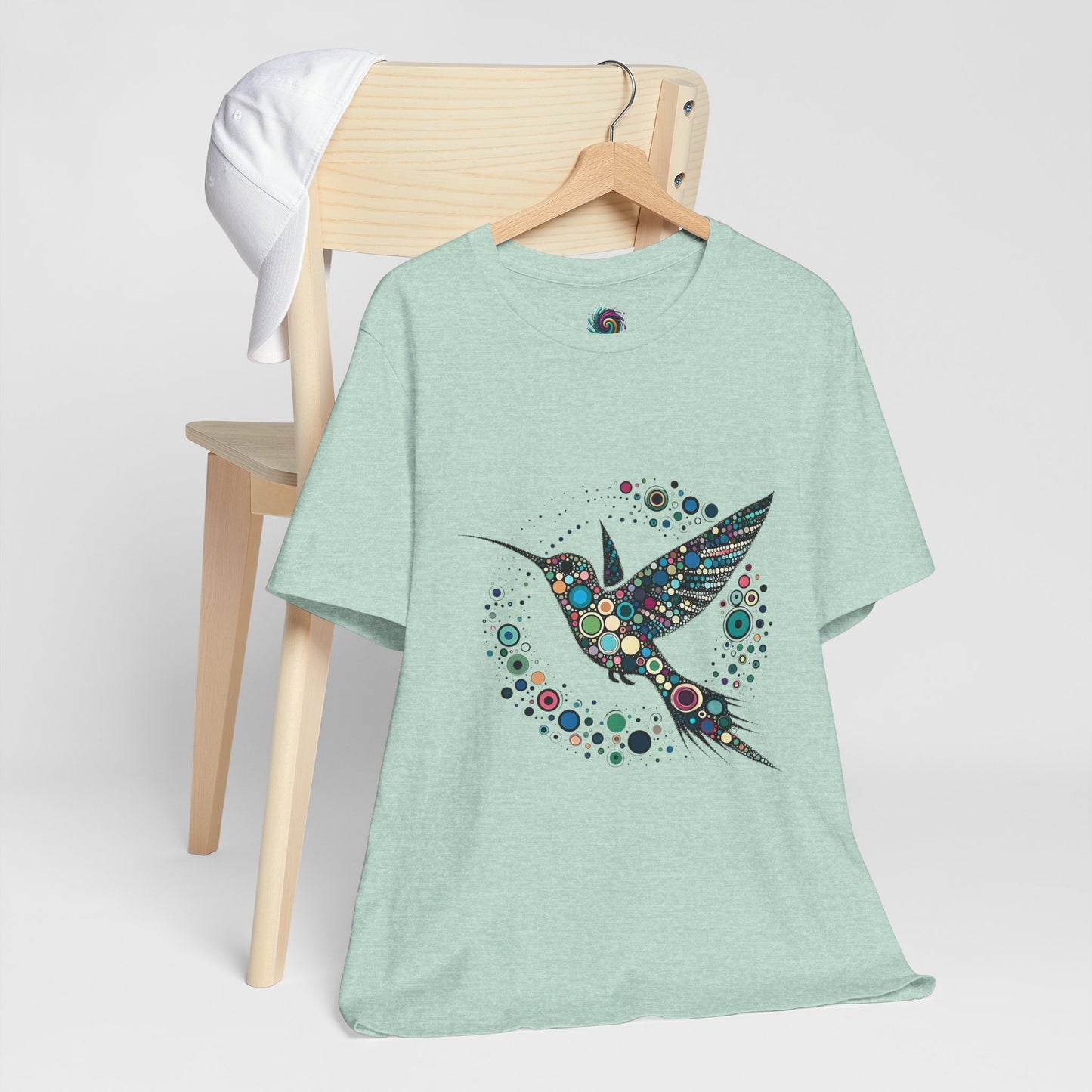 Hummingbird Dot Art T-Shirt – Colorful Nature-Inspired Graphic Tee