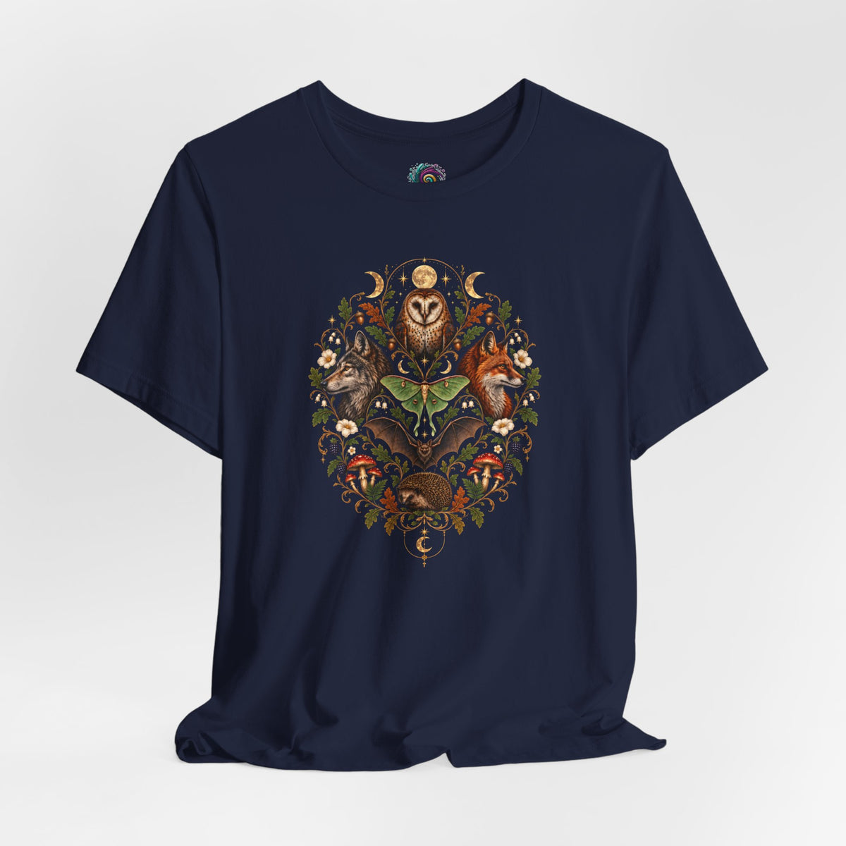 Nocturnal Woodland Animals T-Shirt – Moonlit Nature Tee