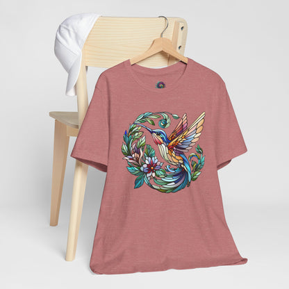 Stained Glass Hummingbird Tee – Vibrant Nature Shirt