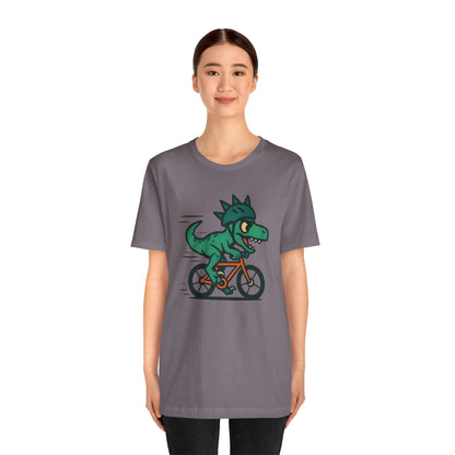 Velociraptor on a Bike T-Shirt – Funny Dino Velo Tee