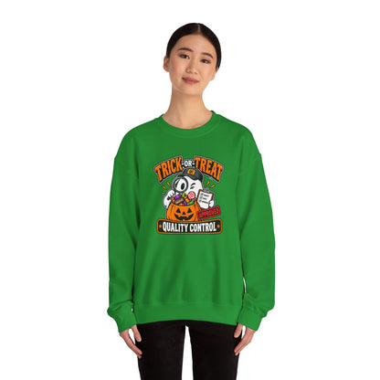 Trick-or-Treat Quality Control Sweatshirt – Funny Halloween Cozy Top