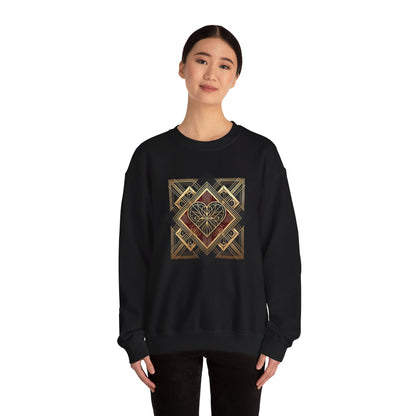 Art Deco Heart Sweatshirt – Romantic Valentine's Day Pullover
