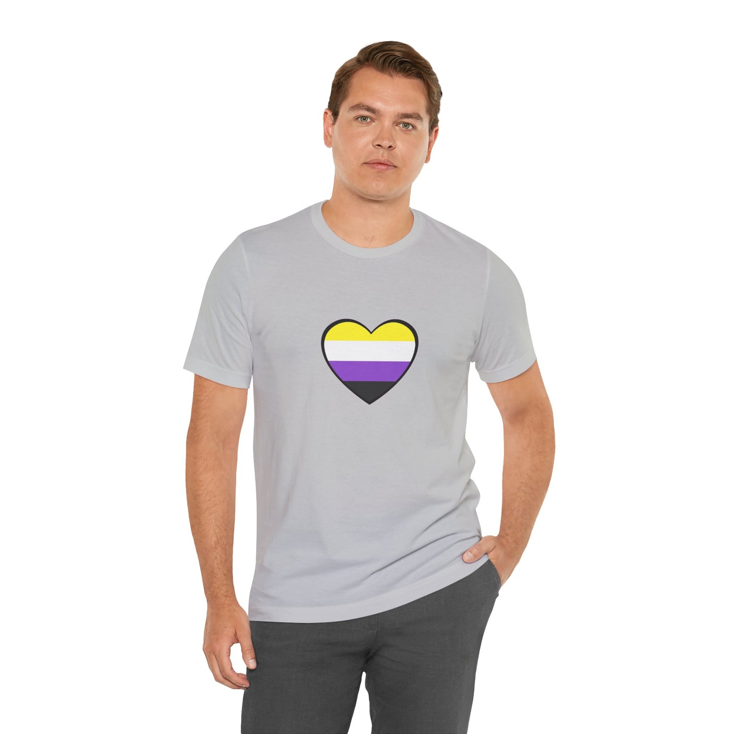 Nonbinary Pride Flag Heart T-Shirt – Unisex LGBTQ+ Graphic Tee