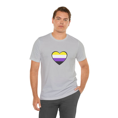 Nonbinary Pride Flag Heart T-Shirt – Unisex LGBTQ+ Graphic Tee