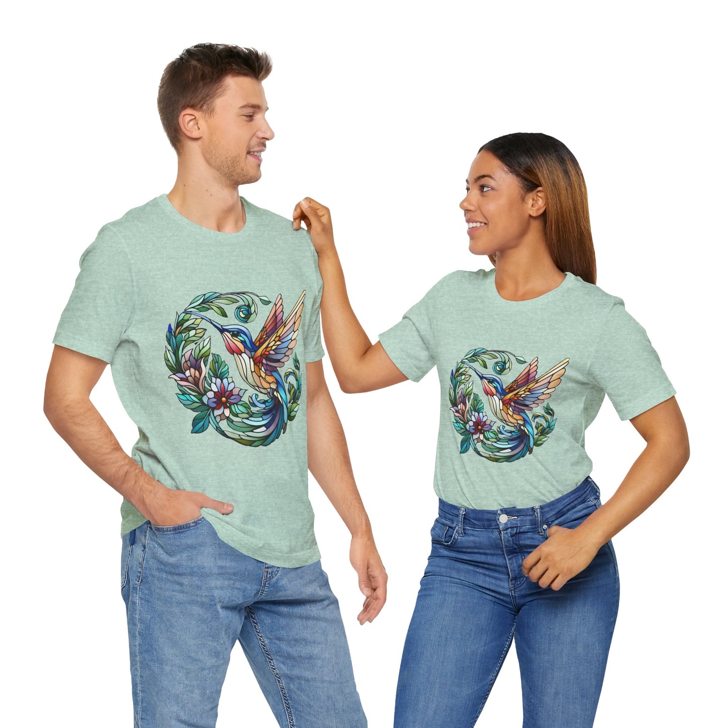 Stained Glass Hummingbird Tee – Vibrant Nature Shirt - WhimSpin - https://whimspin.com