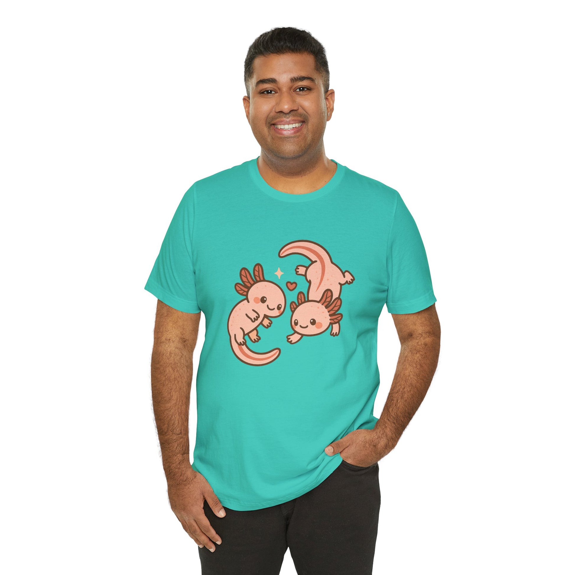 Kawaii Axolotl T-Shirt – Cute Tee with Smiling Axolotls - WhimSpin - https://whimspin.com